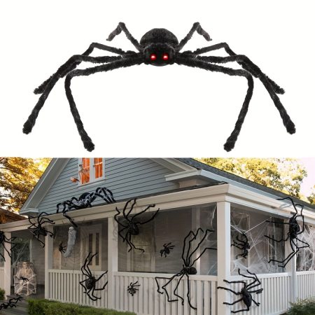 3-pack Giant 3-Pack Realistic Spider & Web Halloween Decorations Set for Haunted Houses - Outdoor Scary Props for Adults (Ages 14+)