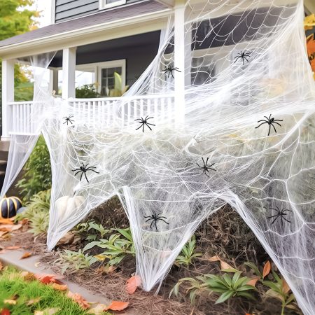 1 Set, 200 Soft Spider Webs Halloween Decorations Bonus With 10 Fake Spiders, Super Stretch Cobwebs For Halloween Indoor And Outdoor Party Supplies