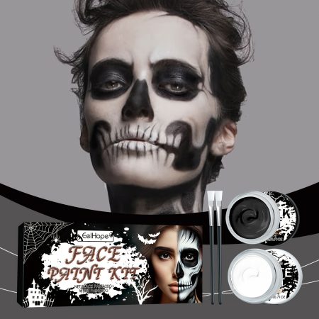 Halloween Black And White Body And Face Painting With Natural Chrominance Lasting High And Easy To Clean Suitable For Novices Equipped With Brushes