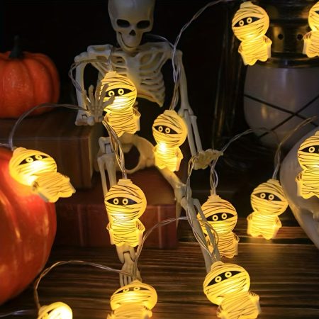 Spooky Mummy LED String Lights - Battery-Powered Halloween Decor for Ghost Festivals, Christmas, Easter, & Weddings (No Batteries Included)