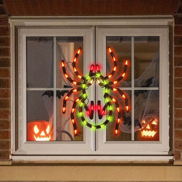 12.8'' Halloween Decorations Window Silhouette Holiday Displays, Lighted Spider For Party Home Indoor Tabletop Halloween Ornamet (Halloween Spider)