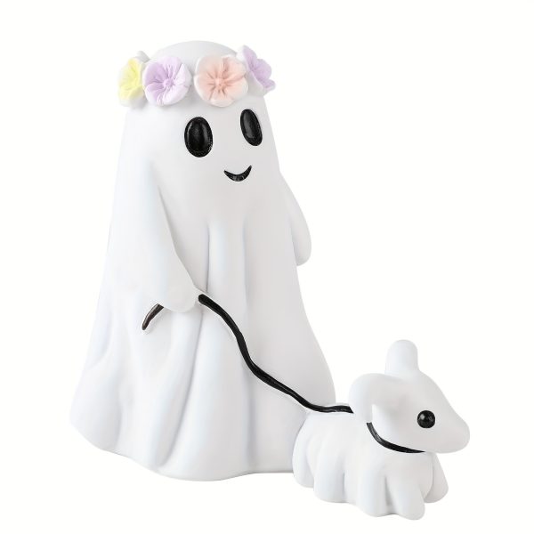 Ghost Walking Dog Statue, 2024 NewSpooky Ghost Dog Halloween Figurine, Halloween Ghost Dog Statues, Ghost Walking His Ghost Dog, Halloween Ghost Decor For Indoor Outdoor